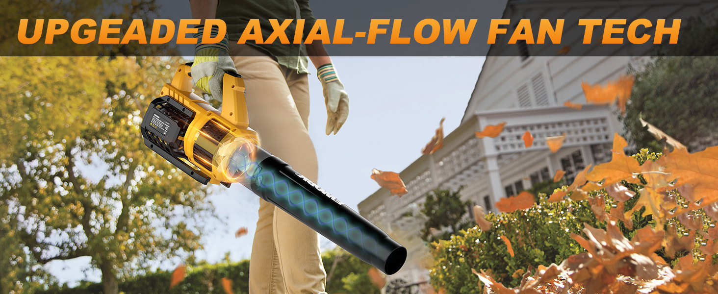 Battery powered leaf blower upgeaded axial-flow fan tech